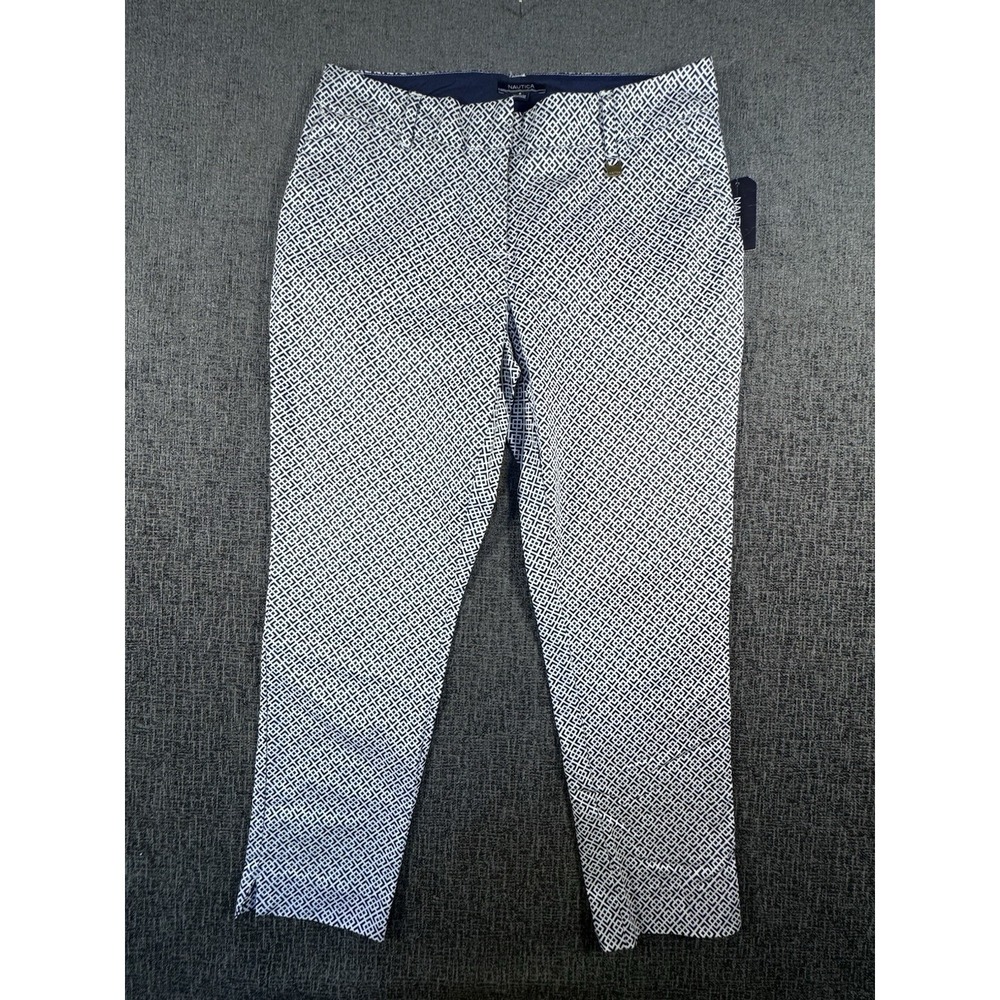 Nautica Womens Cropped Sailor Pants Navy Blue White Size 8 NWT